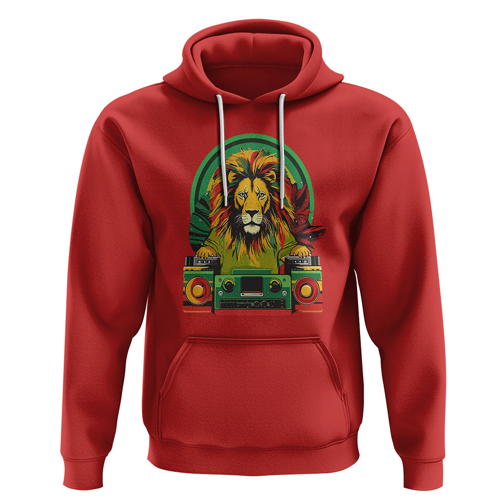 Rasta Reggae Music Headphones Jamaican Pride Lion Boombox Hoodie TS09 Red Printyourwear