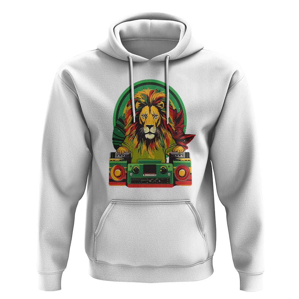 Rasta Reggae Music Headphones Jamaican Pride Lion Boombox Hoodie TS09 White Printyourwear