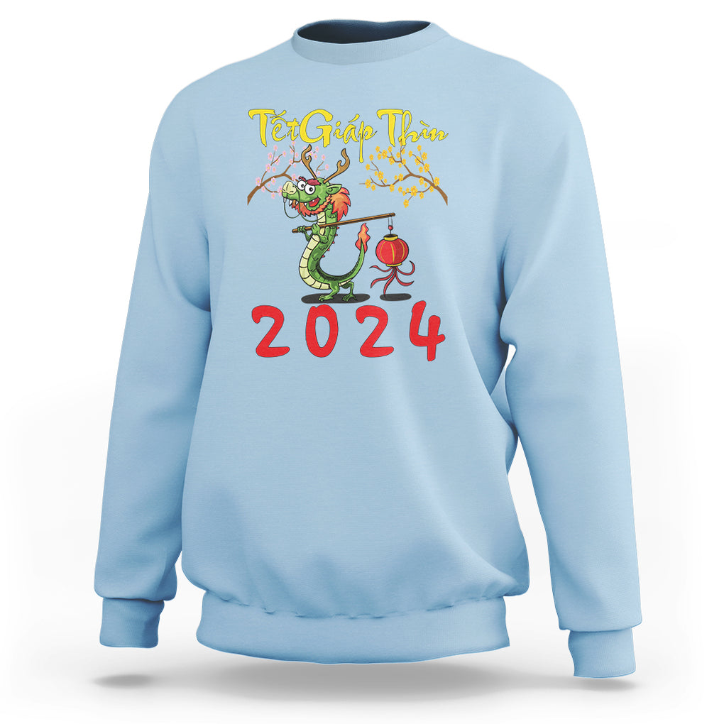 Vietnamese Lunar New Year Sweatshirt Tet Giap Thin Dragon Year 2024 Chuc Mung Nam Moi TS09 Light Blue Printyourwear