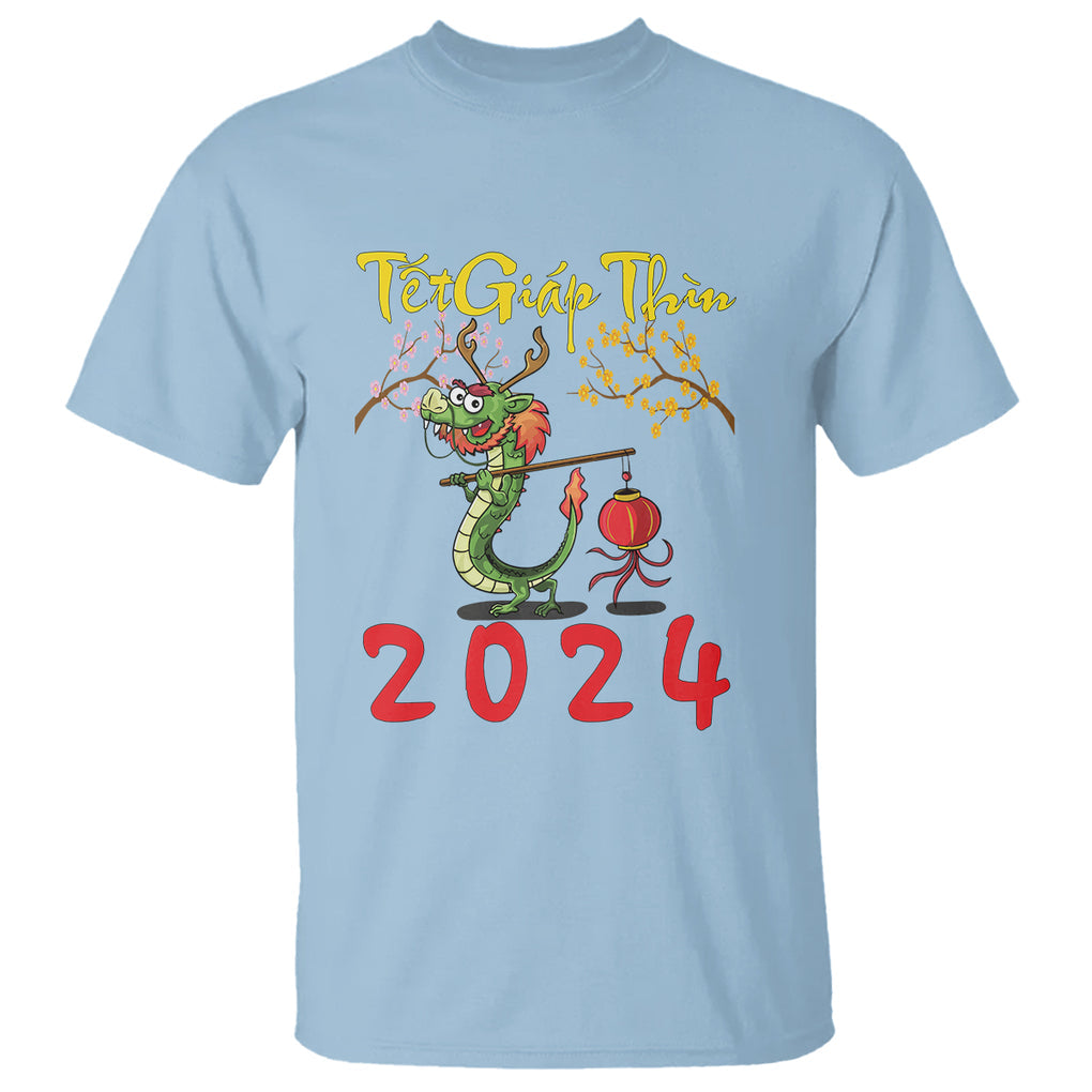 Vietnamese Lunar New Year T Shirt Tet Giap Thin Dragon Year 2024 Chuc Mung Nam Moi TS09 Light Blue Printyourwear