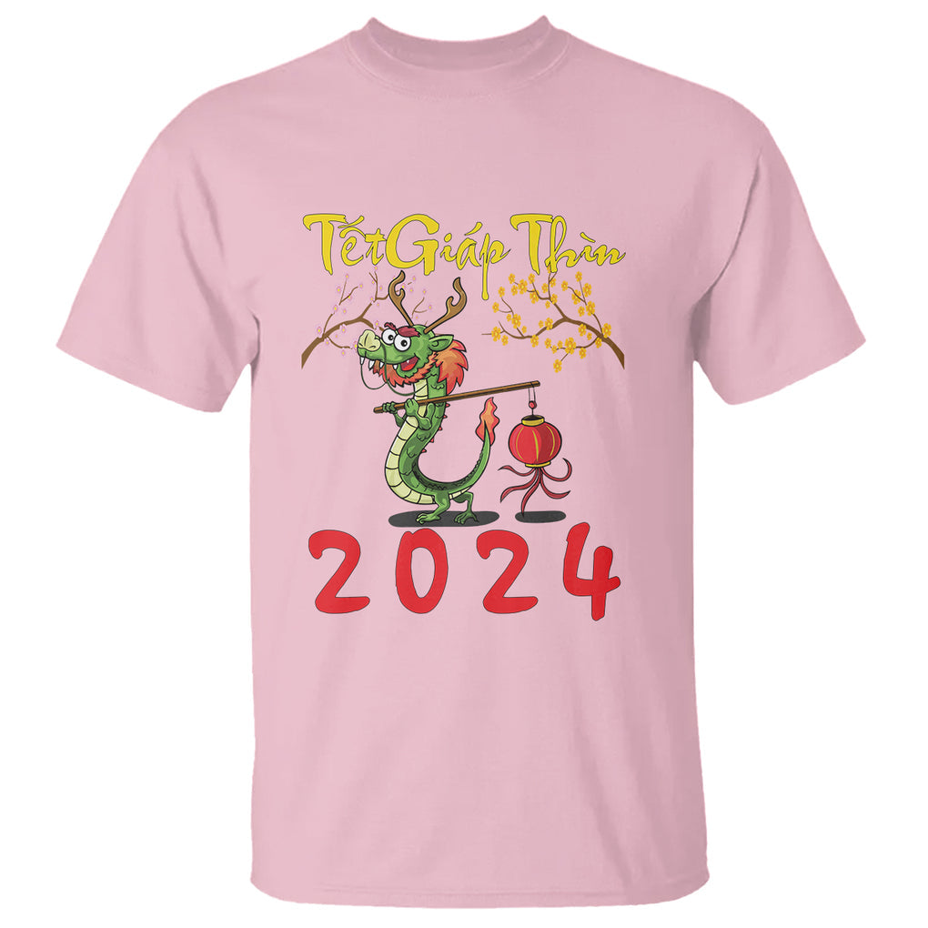 Vietnamese Lunar New Year T Shirt Tet Giap Thin Dragon Year 2024 Chuc Mung Nam Moi TS09 Light Pink Printyourwear