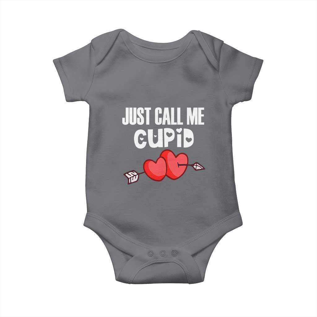 Valentine's Day Baby Onesie Just Call Me Cupid Retro Arrow Heart TS09 Charcoal Print Your Wear