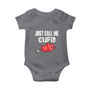 Valentine's Day Baby Onesie Just Call Me Cupid Retro Arrow Heart TS09 Charcoal Print Your Wear