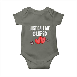 Valentine's Day Baby Onesie Just Call Me Cupid Retro Arrow Heart TS09 Military Green Print Your Wear