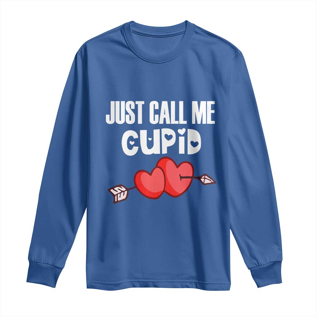 Valentine's Day Long Sleeve Shirt Just Call Me Cupid Retro Arrow Heart TS09 Royal Blue Print Your Wear