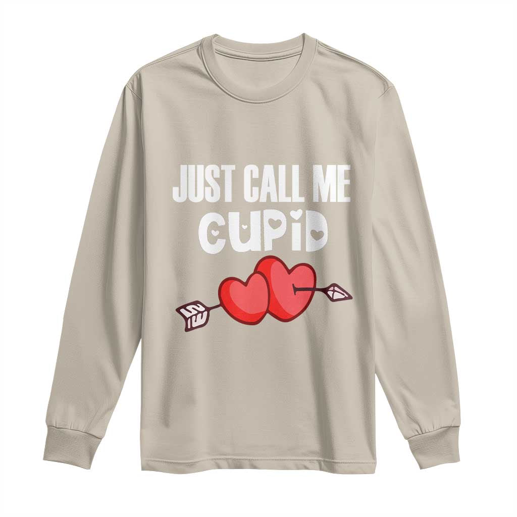 Valentine's Day Long Sleeve Shirt Just Call Me Cupid Retro Arrow Heart TS09 Sand Print Your Wear