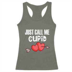 Valentine's Day Racerback Tank Top Just Call Me Cupid Retro Arrow Heart TS09 Military Green Print Your Wear