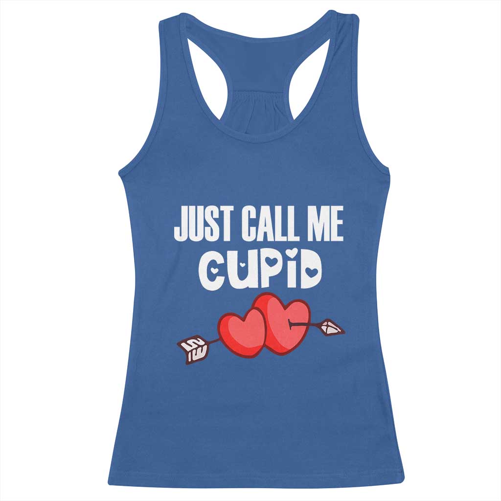 Valentine's Day Racerback Tank Top Just Call Me Cupid Retro Arrow Heart TS09 Royal Blue Print Your Wear