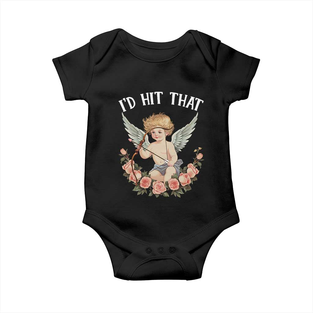 Valentine's Day Baby Onesie I'd Hit That Cupid Vintage Art Rose TS09 Black Print Your Wear