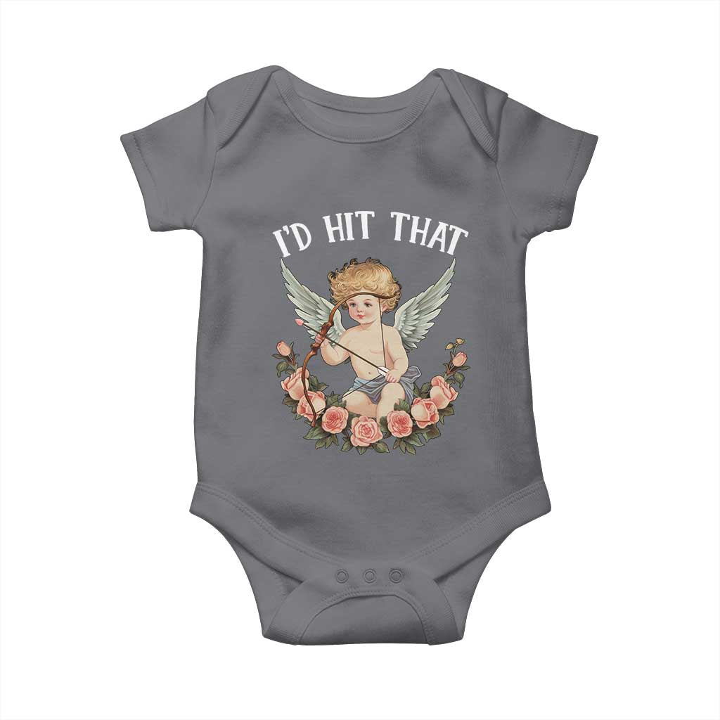 Valentine's Day Baby Onesie I'd Hit That Cupid Vintage Art Rose TS09 Charcoal Print Your Wear