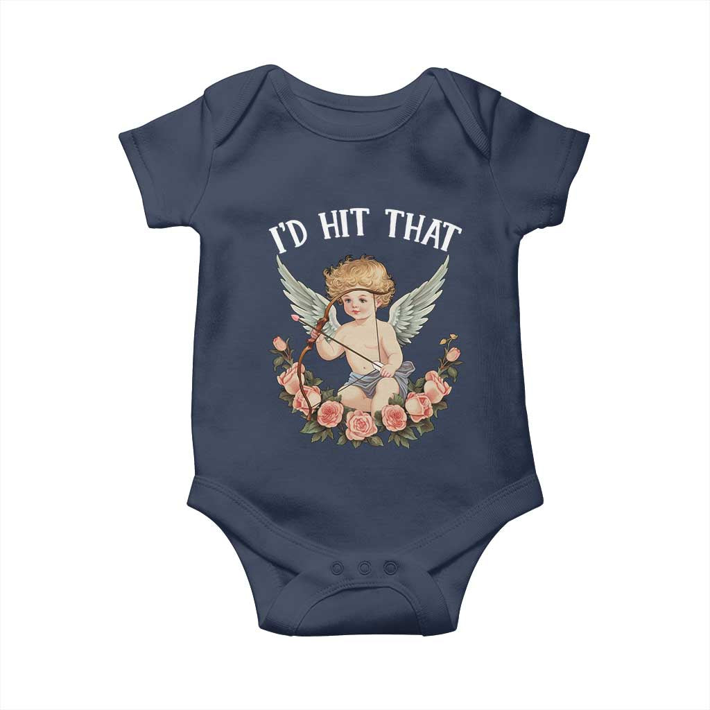 Valentine's Day Baby Onesie I'd Hit That Cupid Vintage Art Rose TS09 Navy Print Your Wear