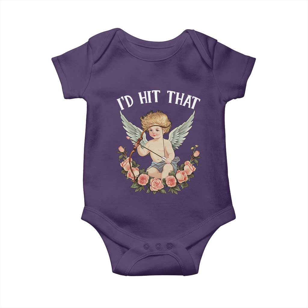 Valentine's Day Baby Onesie I'd Hit That Cupid Vintage Art Rose TS09 Purple Print Your Wear
