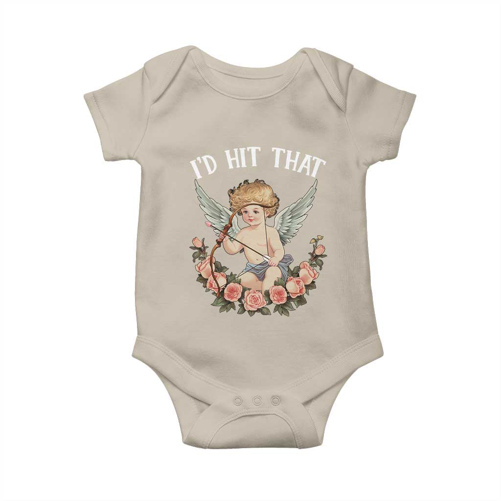 Valentine's Day Baby Onesie I'd Hit That Cupid Vintage Art Rose TS09 Sand Print Your Wear