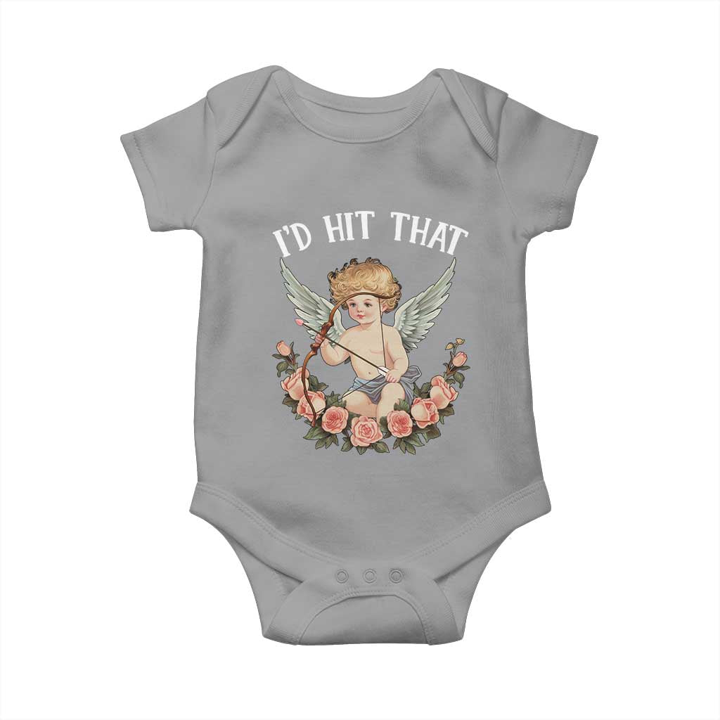 Valentine's Day Baby Onesie I'd Hit That Cupid Vintage Art Rose TS09 Sport Gray Print Your Wear