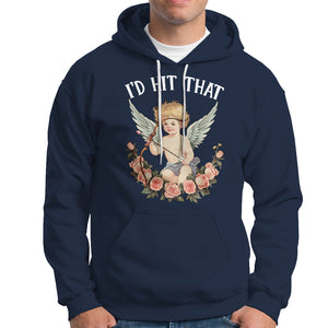 Valentine's Day Hoodie I'd Hit That Cupid Vintage Art Rose TS09 Navy Printyourwear