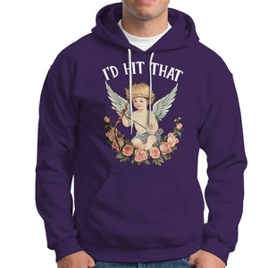 Valentine's Day Hoodie I'd Hit That Cupid Vintage Art Rose TS09 Purple Printyourwear