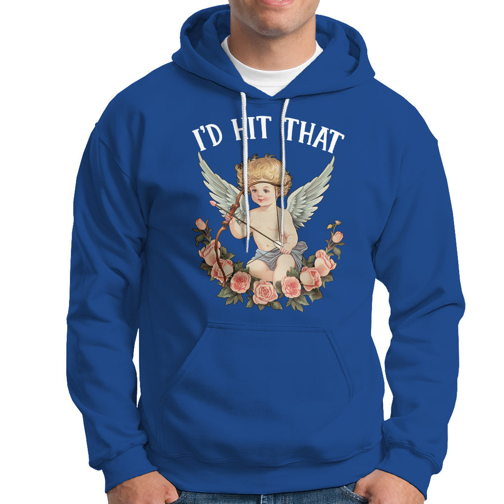 Valentine's Day Hoodie I'd Hit That Cupid Vintage Art Rose TS09 Royal Blue Printyourwear