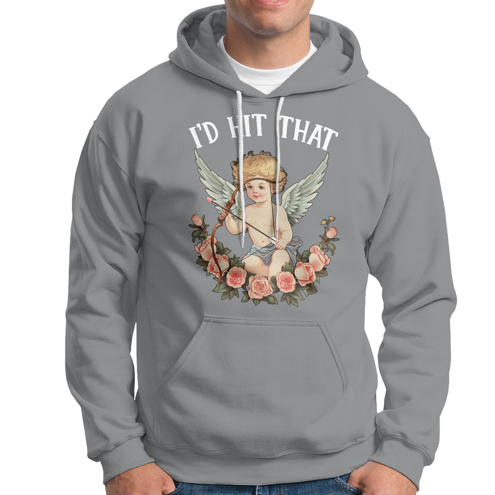 Valentine's Day Hoodie I'd Hit That Cupid Vintage Art Rose TS09 Sport Gray Printyourwear