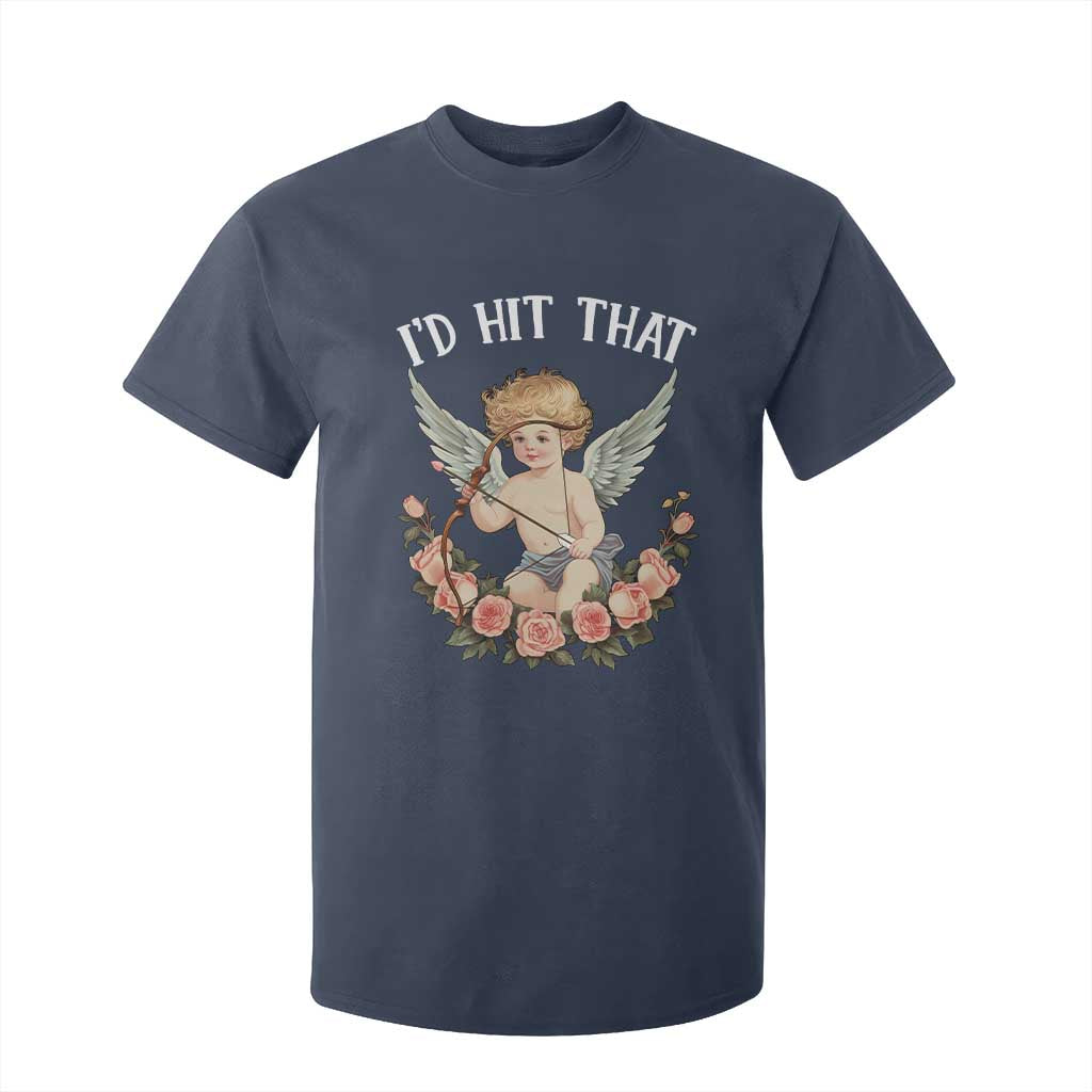 Valentine's Day T Shirt For Kid I'd Hit That Cupid Vintage Art Rose TS09 Navy Print Your Wear