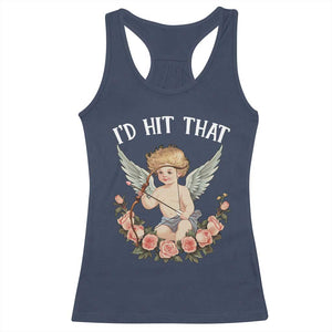Valentine's Day Racerback Tank Top I'd Hit That Cupid Vintage Art Rose TS09 Navy Print Your Wear