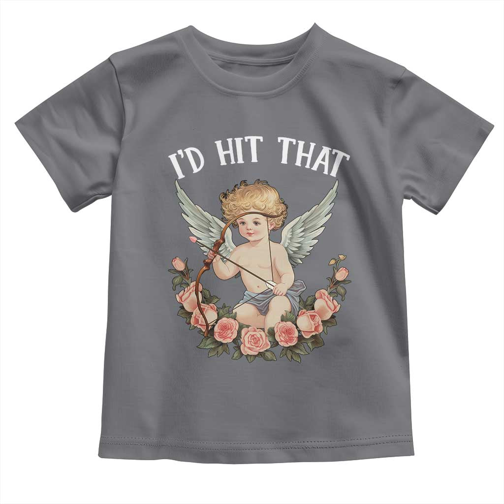 Valentine's Day Toddler T Shirt I'd Hit That Cupid Vintage Art Rose TS09 Charcoal Print Your Wear