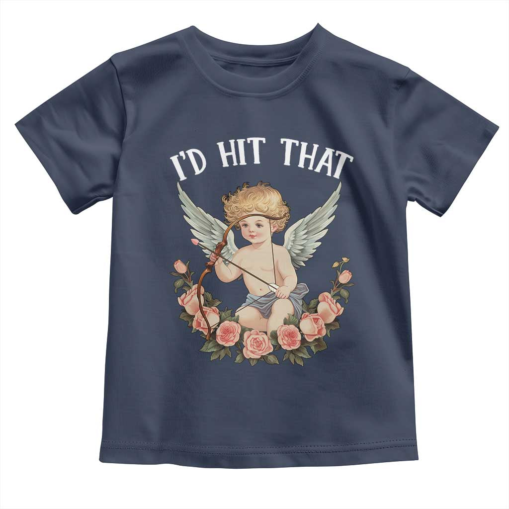 Valentine's Day Toddler T Shirt I'd Hit That Cupid Vintage Art Rose TS09 Navy Print Your Wear