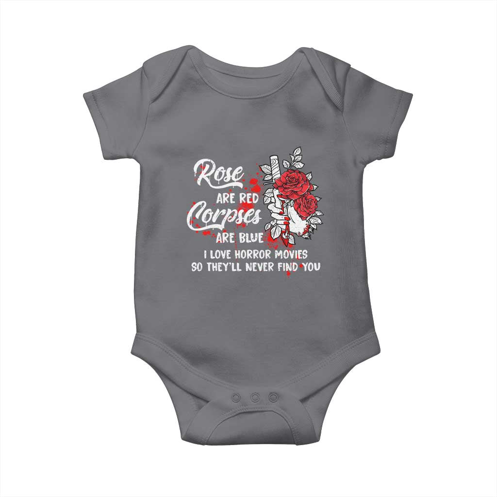 Valentine's Day Baby Onesie Roses Are Red Corpses Are Blue Horror Rose Bloody TS09 Charcoal Print Your Wear