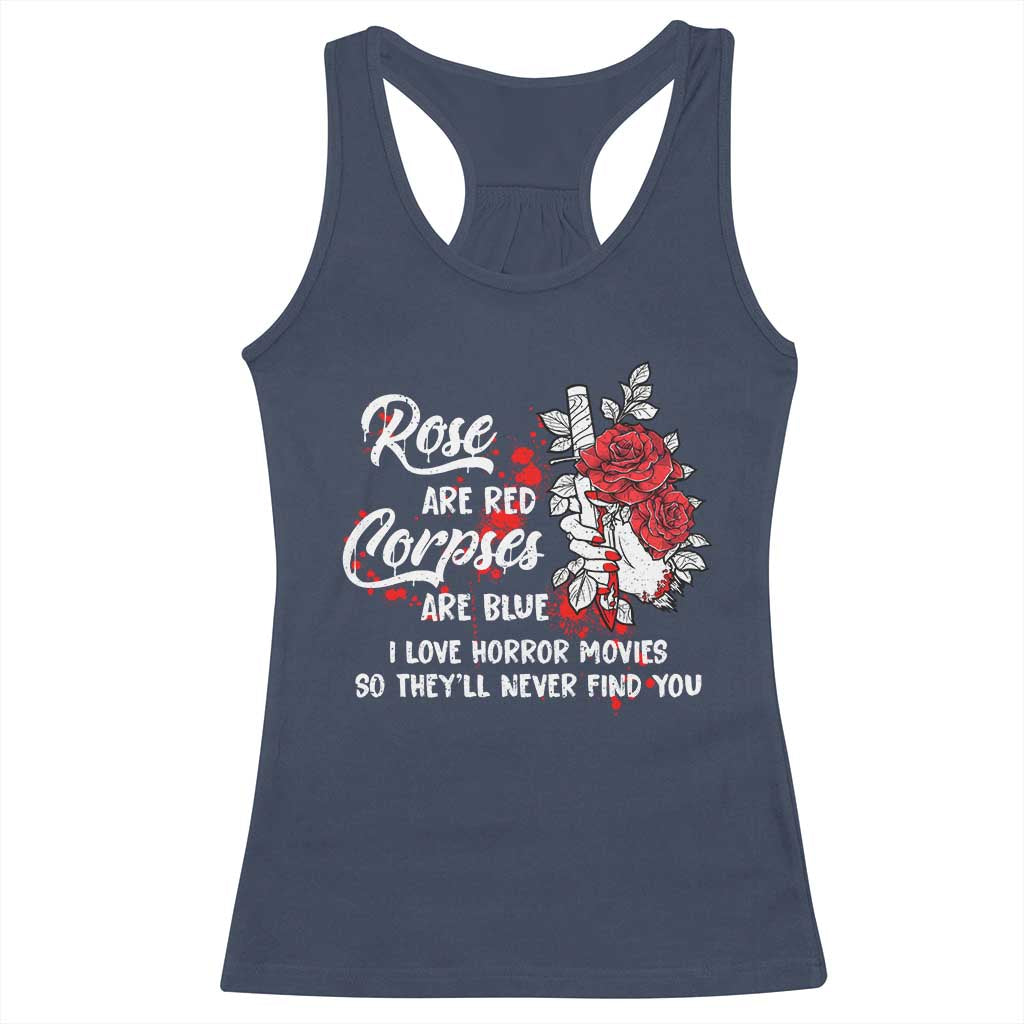Valentine's Day Racerback Tank Top Roses Are Red Corpses Are Blue Horror Rose Bloody TS09 Navy Print Your Wear