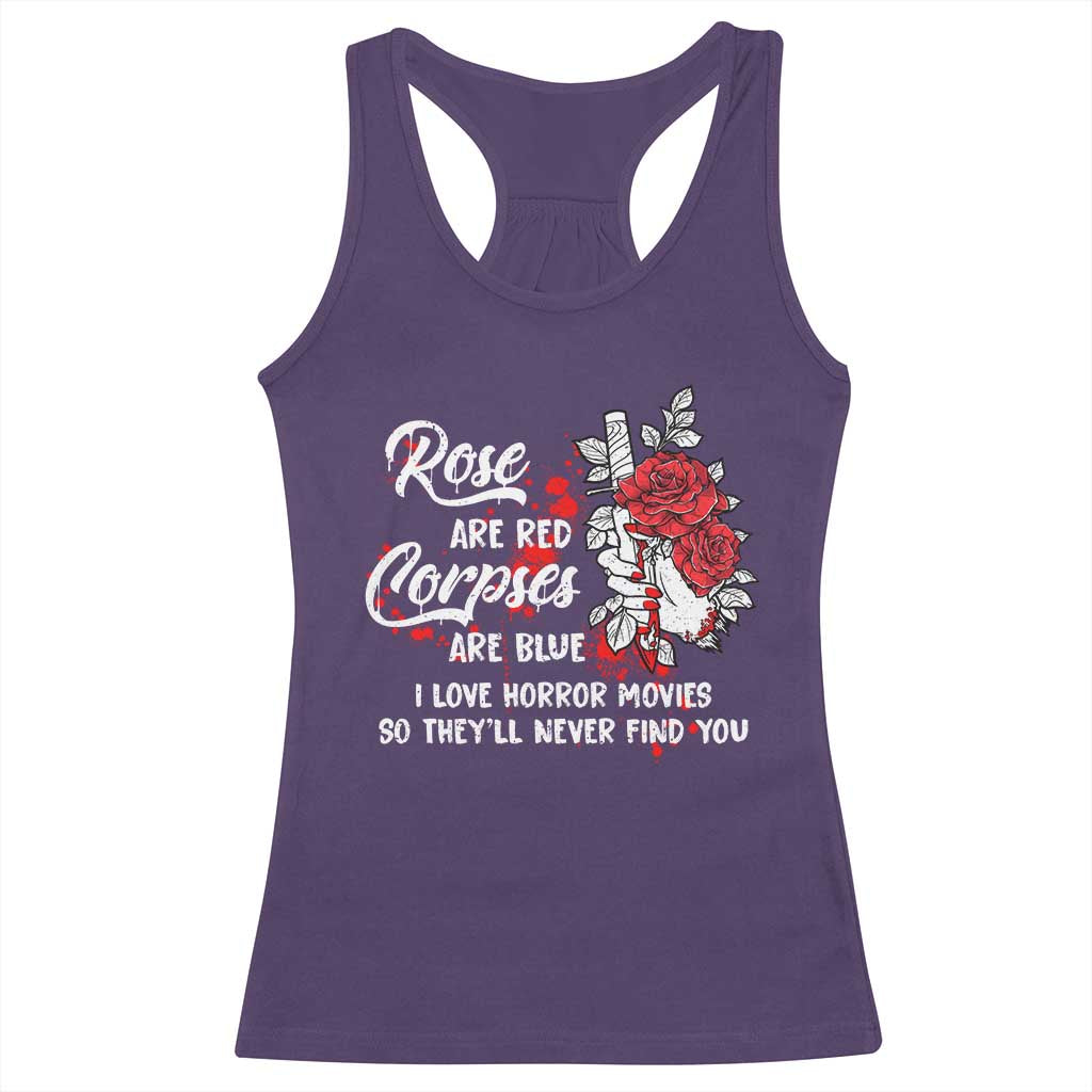 Valentine's Day Racerback Tank Top Roses Are Red Corpses Are Blue Horror Rose Bloody TS09 Purple Print Your Wear