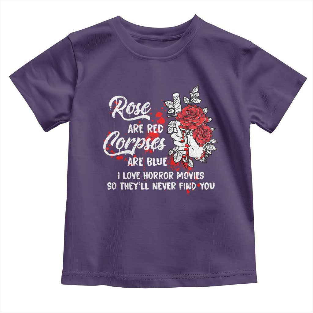 Valentine's Day Toddler T Shirt Roses Are Red Corpses Are Blue Horror Rose Bloody TS09 Purple Print Your Wear