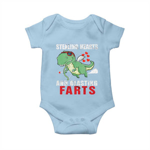 Valentine's Day Baby Onesie Cute Dinosaur Cupid Stealing Hearts And Blasting Farts TS09 Light Blue Print Your Wear