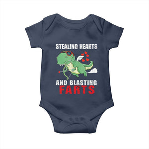 Valentine's Day Baby Onesie Cute Dinosaur Cupid Stealing Hearts And Blasting Farts TS09 Navy Print Your Wear