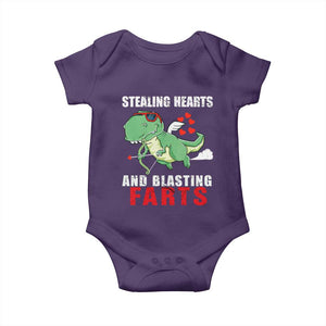 Valentine's Day Baby Onesie Cute Dinosaur Cupid Stealing Hearts And Blasting Farts TS09 Purple Print Your Wear