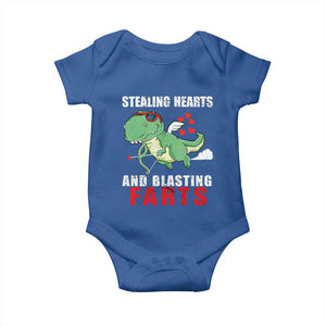 Valentine's Day Baby Onesie Cute Dinosaur Cupid Stealing Hearts And Blasting Farts TS09 Royal Blue Print Your Wear
