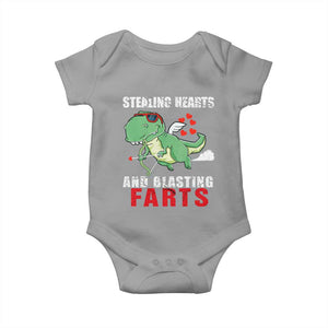 Valentine's Day Baby Onesie Cute Dinosaur Cupid Stealing Hearts And Blasting Farts TS09 Sport Gray Print Your Wear