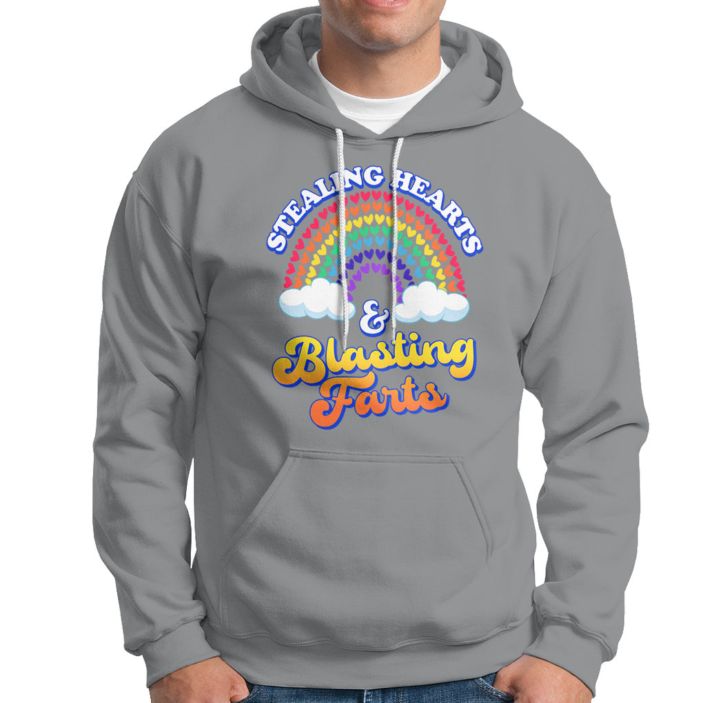 Valentine's Day Hoodie Stealing Hearts And Blasting Fart Funny Rainbow Heart TS09 Sport Gray Printyourwear