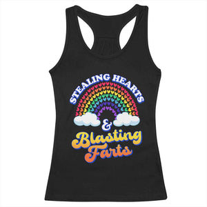 Valentine's Day Racerback Tank Top Stealing Hearts And Blasting Fart Funny Rainbow Heart TS09 Black Print Your Wear