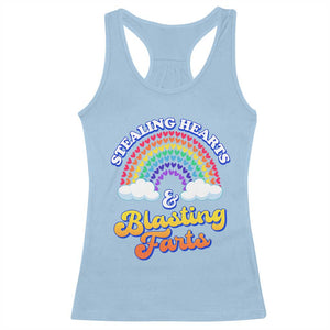 Valentine's Day Racerback Tank Top Stealing Hearts And Blasting Fart Funny Rainbow Heart TS09 Light Blue Print Your Wear