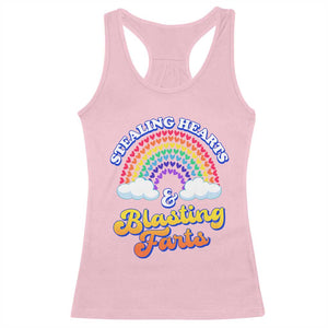 Valentine's Day Racerback Tank Top Stealing Hearts And Blasting Fart Funny Rainbow Heart TS09 Light Pink Print Your Wear