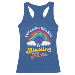 Valentine's Day Racerback Tank Top Stealing Hearts And Blasting Fart Funny Rainbow Heart TS09 Royal Blue Print Your Wear