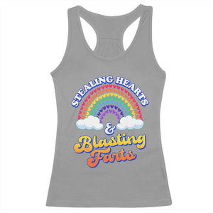 Valentine's Day Racerback Tank Top Stealing Hearts And Blasting Fart Funny Rainbow Heart TS09 Sport Gray Print Your Wear