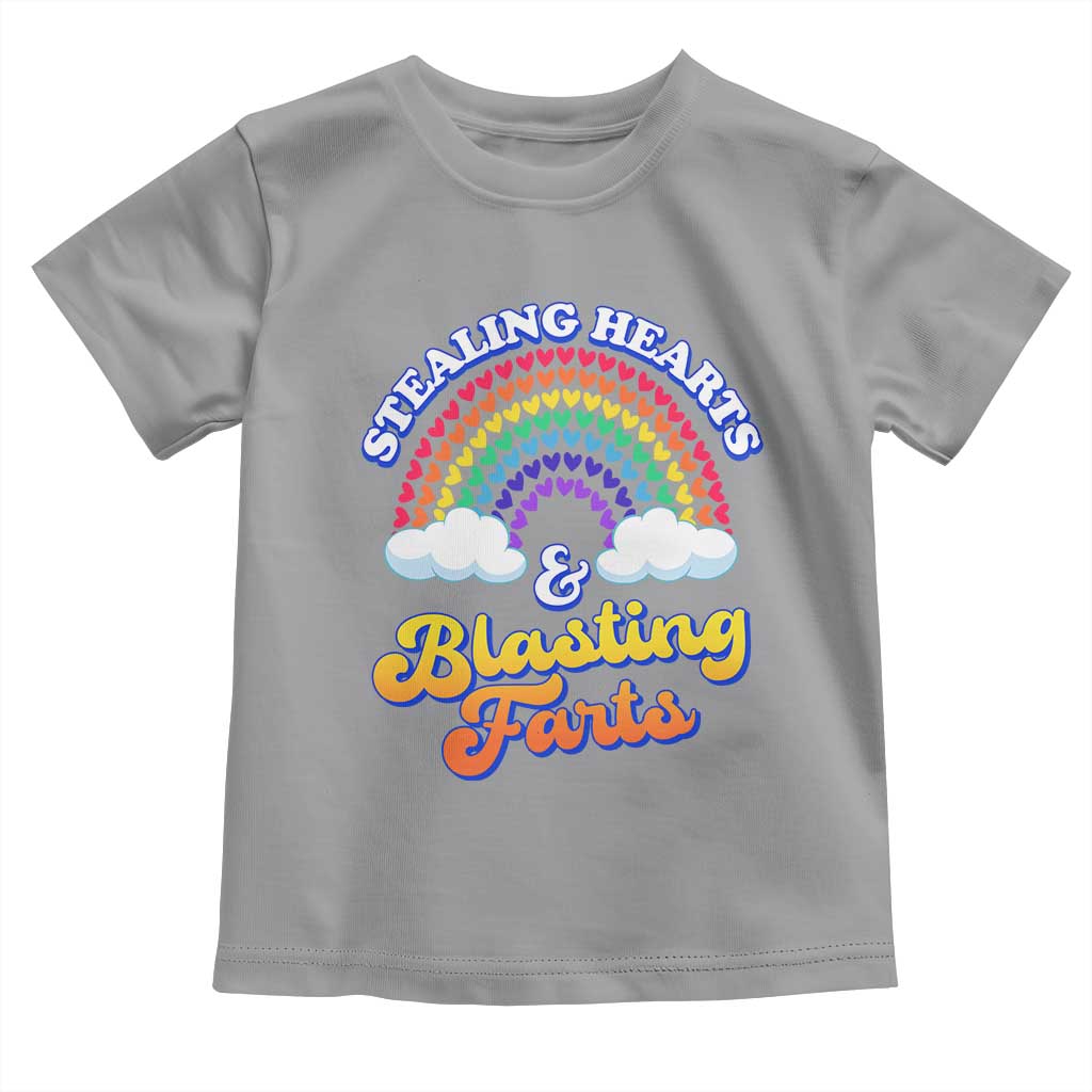 Valentine's Day Toddler T Shirt Stealing Hearts And Blasting Fart Funny Rainbow Heart TS09 Sport Gray Print Your Wear