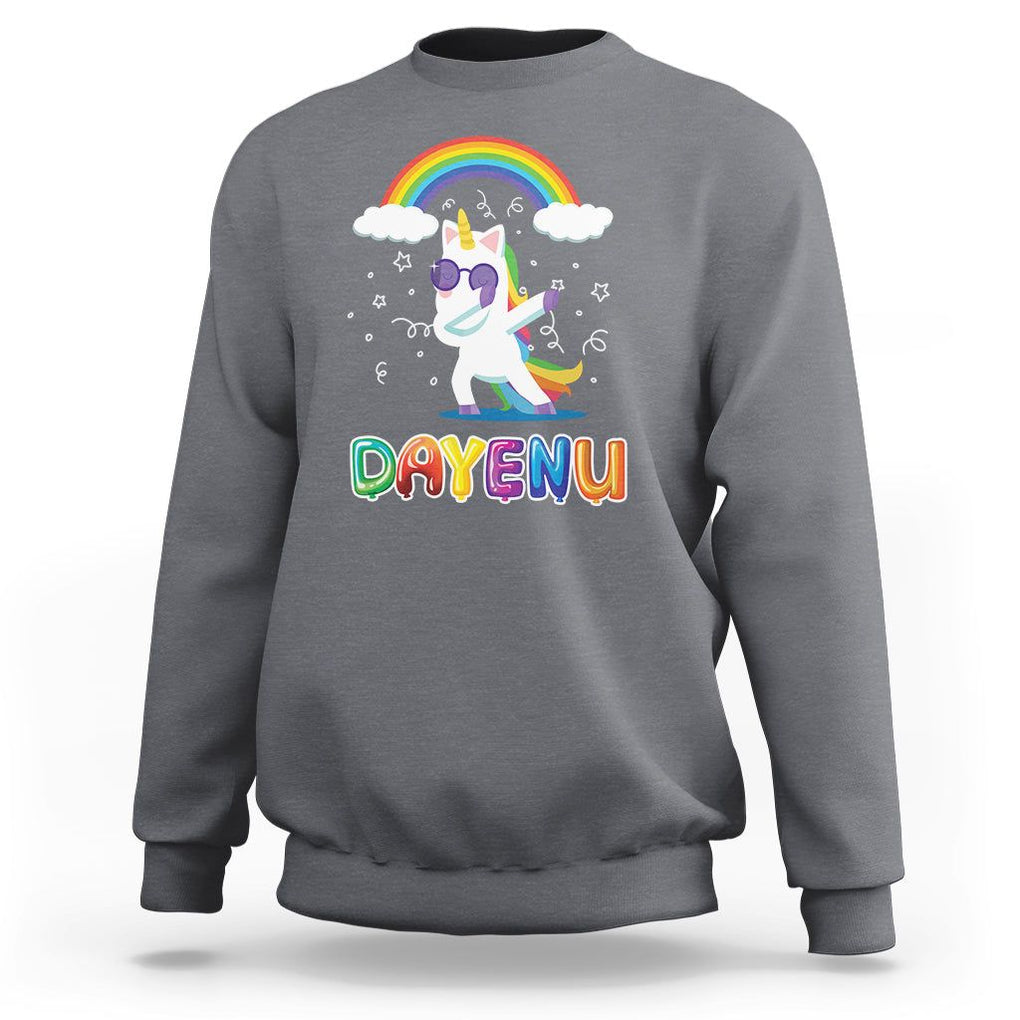 Passover Sweatshirt Cute Unicorn Dayenu For Jewish Kids Boys Girls TS09 Charcoal Printyourwear