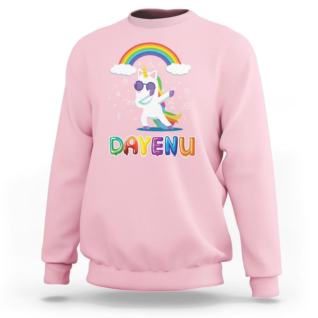 Passover Sweatshirt Cute Unicorn Dayenu For Jewish Kids Boys Girls TS09 Light Pink Printyourwear