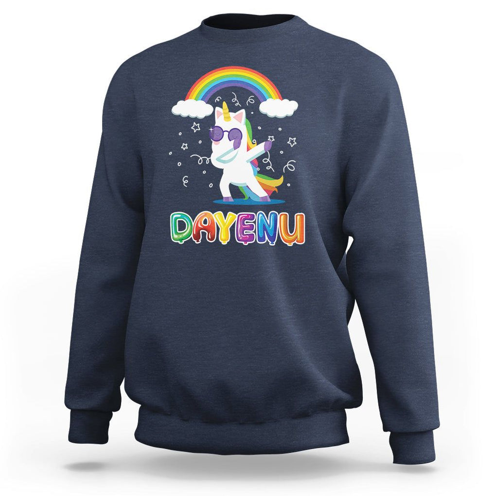 Passover Sweatshirt Cute Unicorn Dayenu For Jewish Kids Boys Girls TS09 Navy Printyourwear