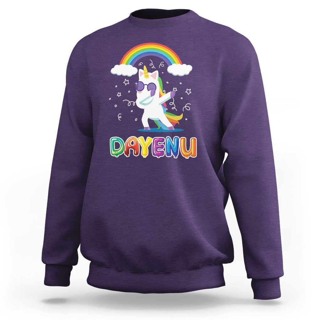 Passover Sweatshirt Cute Unicorn Dayenu For Jewish Kids Boys Girls TS09 Purple Printyourwear