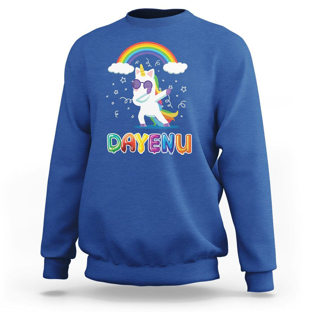 Passover Sweatshirt Cute Unicorn Dayenu For Jewish Kids Boys Girls TS09 Royal Blue Printyourwear