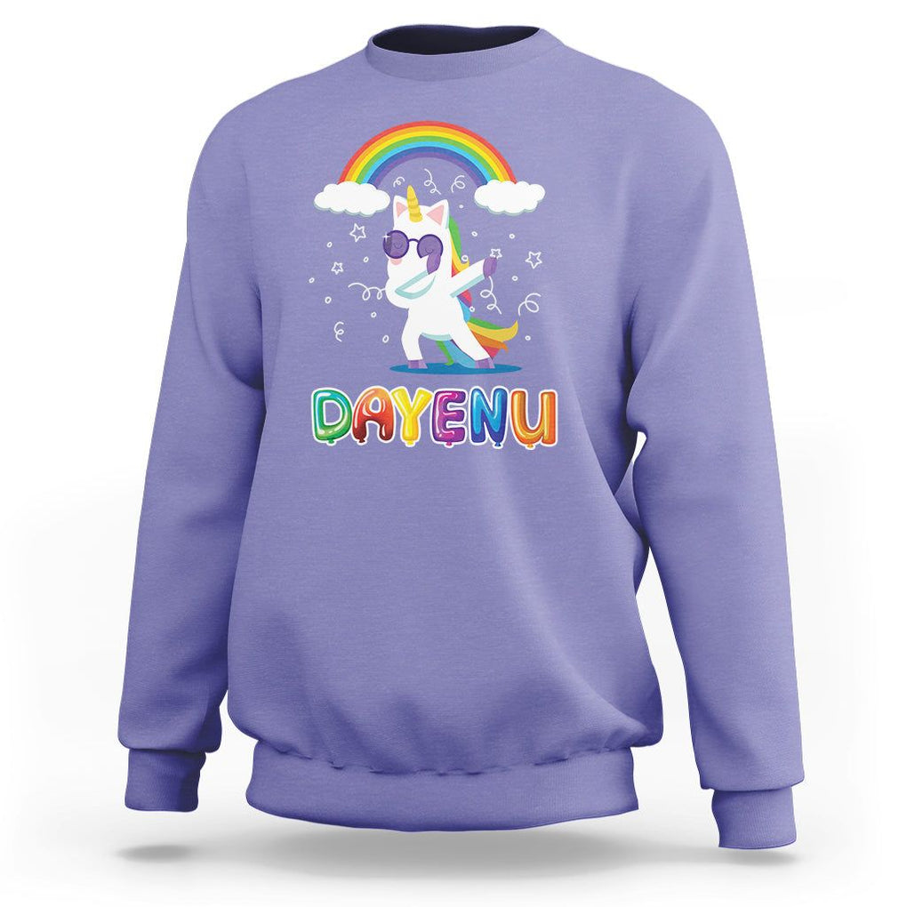 Passover Sweatshirt Cute Unicorn Dayenu For Jewish Kids Boys Girls TS09 Violet Printyourwear