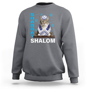 Passover Cat Lover Sweatshirt Shabbat Shalom Cute Jewish Cat TS09 Charcoal Printyourwear