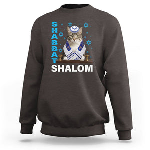 Passover Cat Lover Sweatshirt Shabbat Shalom Cute Jewish Cat TS09 Dark Chocolate Printyourwear